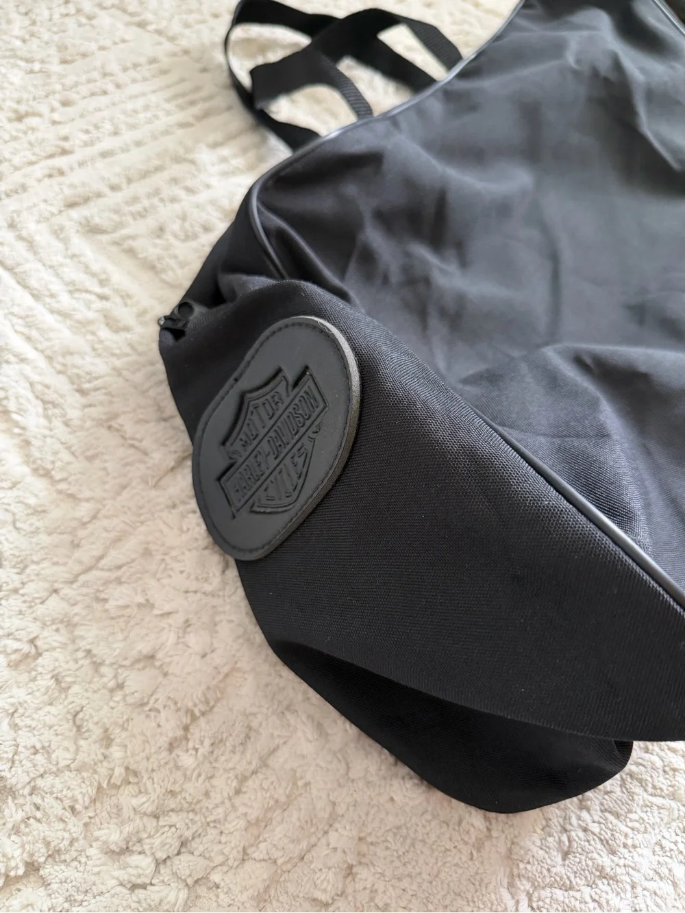 Harley Davidson Large Black Canvas Duffle Bag Travel Carry On Biker Motorcycle